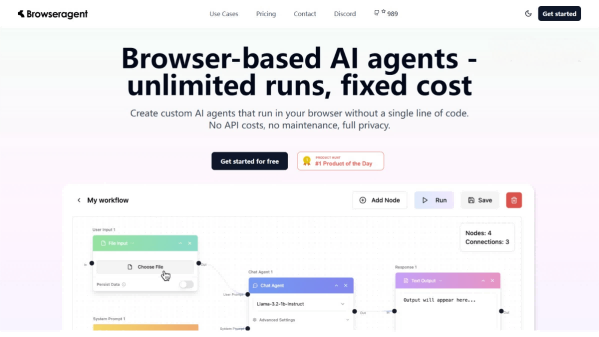 Browseragent – An AI automation tool for browsers. Create and execute workflows with zero code.