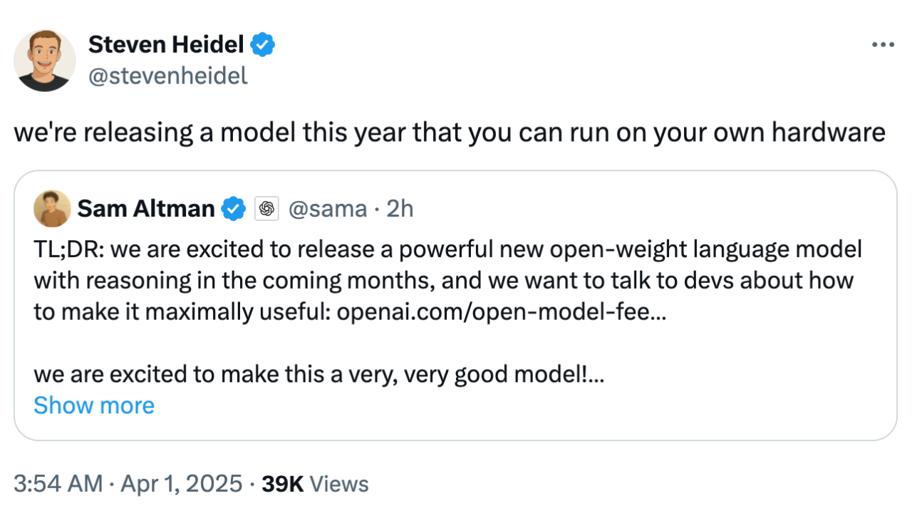 Altman Officially Announces Open Source: After GPT-2, We Will Release the First Open-Weight Model with Reasoning Capability