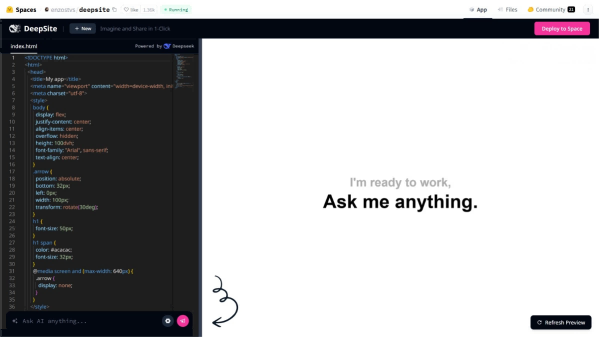 DeepSite – An AI Front-End Development Tool Based on DeepSeek Open Source
