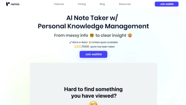 Remio – An AI knowledge base that automatically classifies, sorts, and tags your notes.