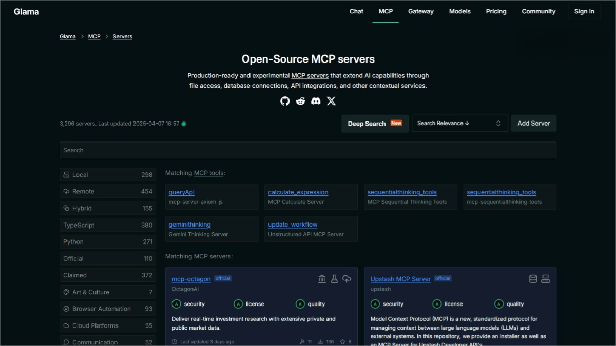 Awesome MCP Servers – An open-source MCP resource aggregation platform covering multiple vertical fields.
