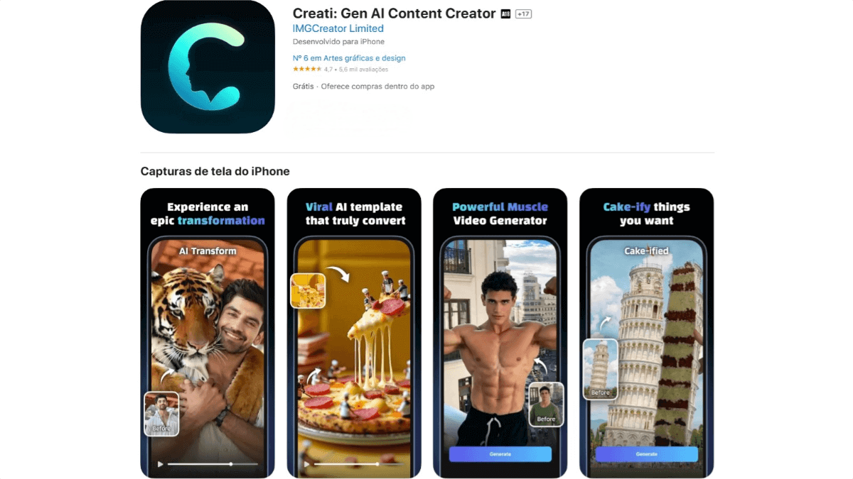Creati – An AI photo generation app for creating AI personal profiles and automatically optimizing photos.