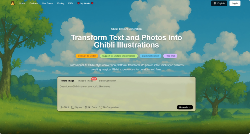 Ghiblio.art – A free AI image generation platform that supports converting text and images into Ghibli style.