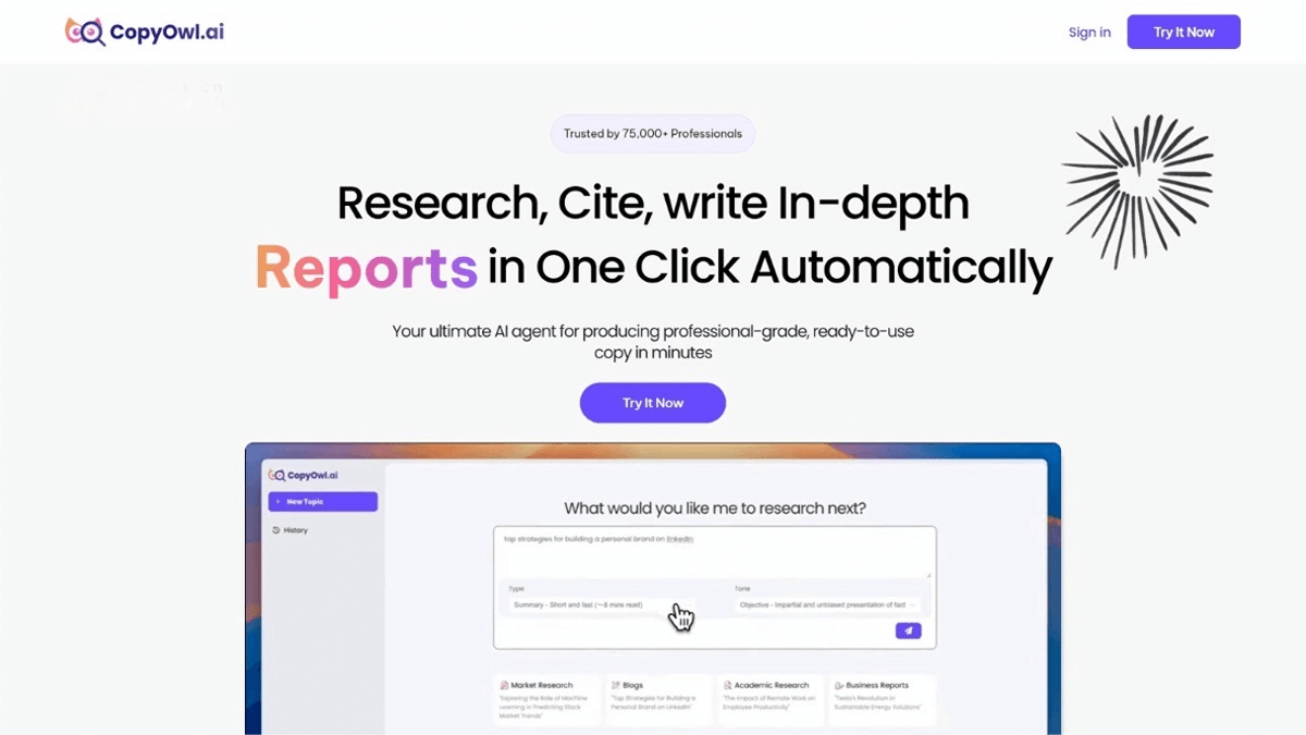 CopyOwl.ai – An AI content creation platform for generating accurately cited academic papers and literature.