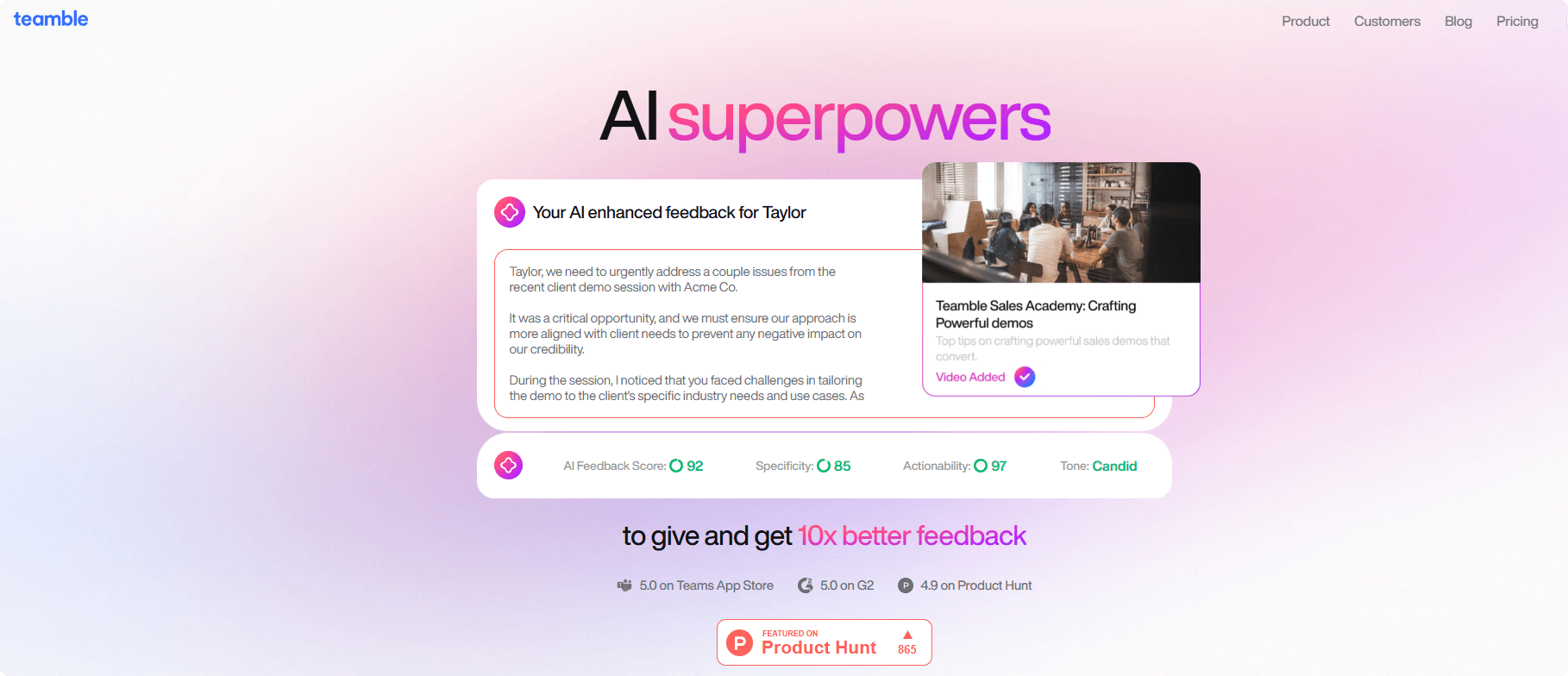 Teamble AI  — Revolutionizing Workplace Feedback with AI-Powered Insights