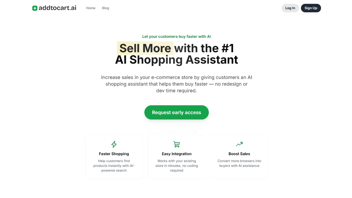 Add To Cart AI – an AI shopping assistant for e-commerce, supporting multimodal understanding of shopping needs.