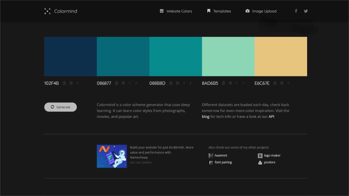 Colormind – An online AI tool that automatically generates color schemes.