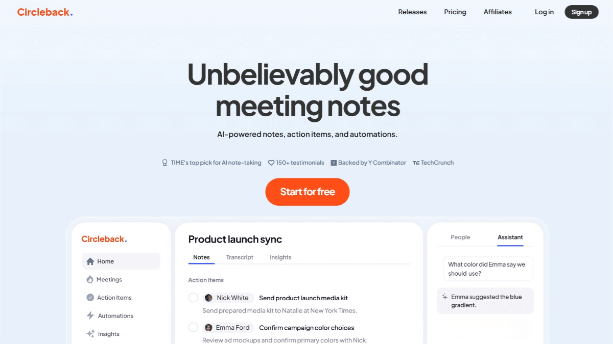 CircleBack – An AI Meeting Note Tool for Automatic Recording, Transcription and Summarization