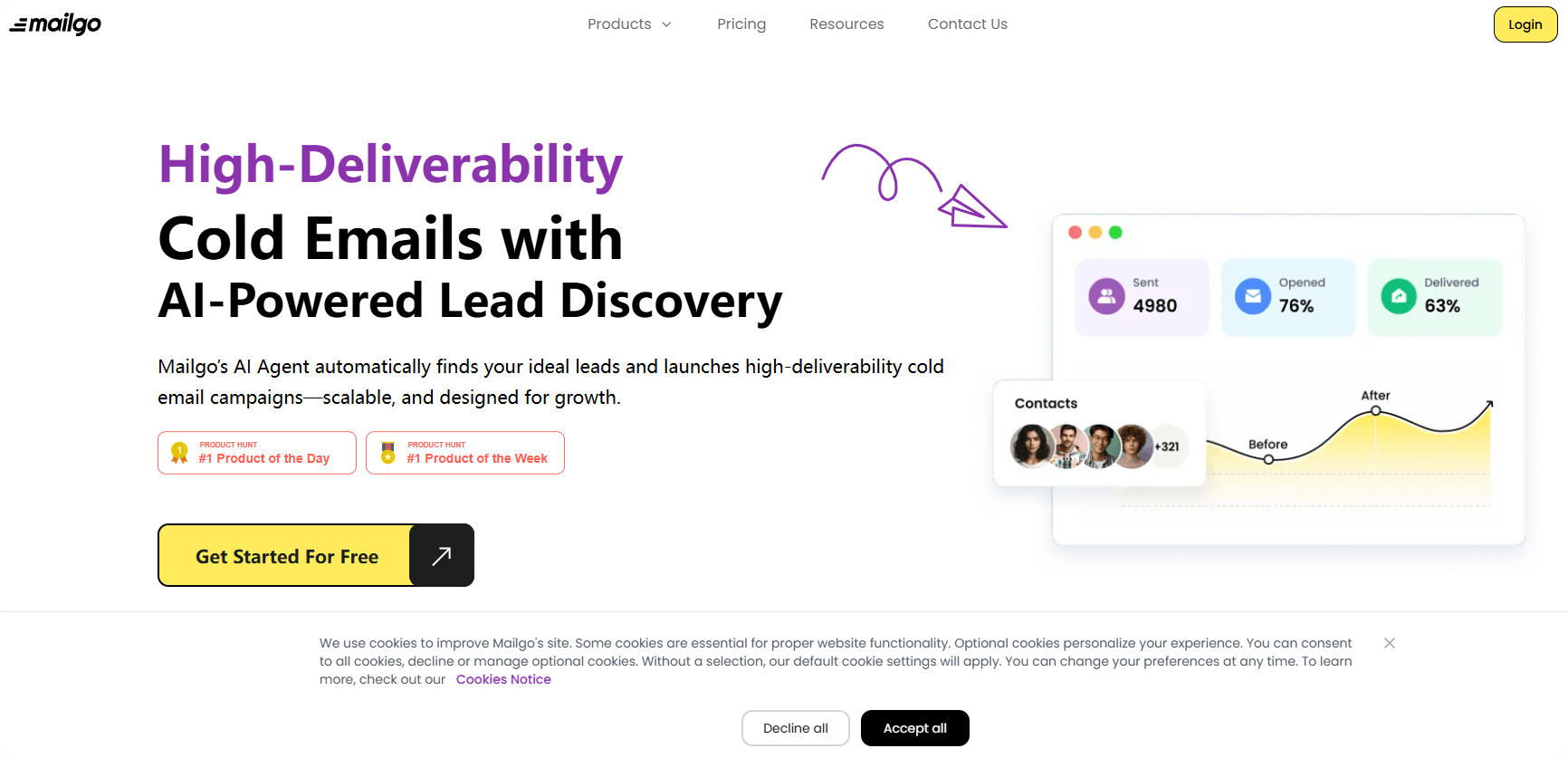 Mailgo: AI-Driven Cold Email Marketing Platform with High Deliverability