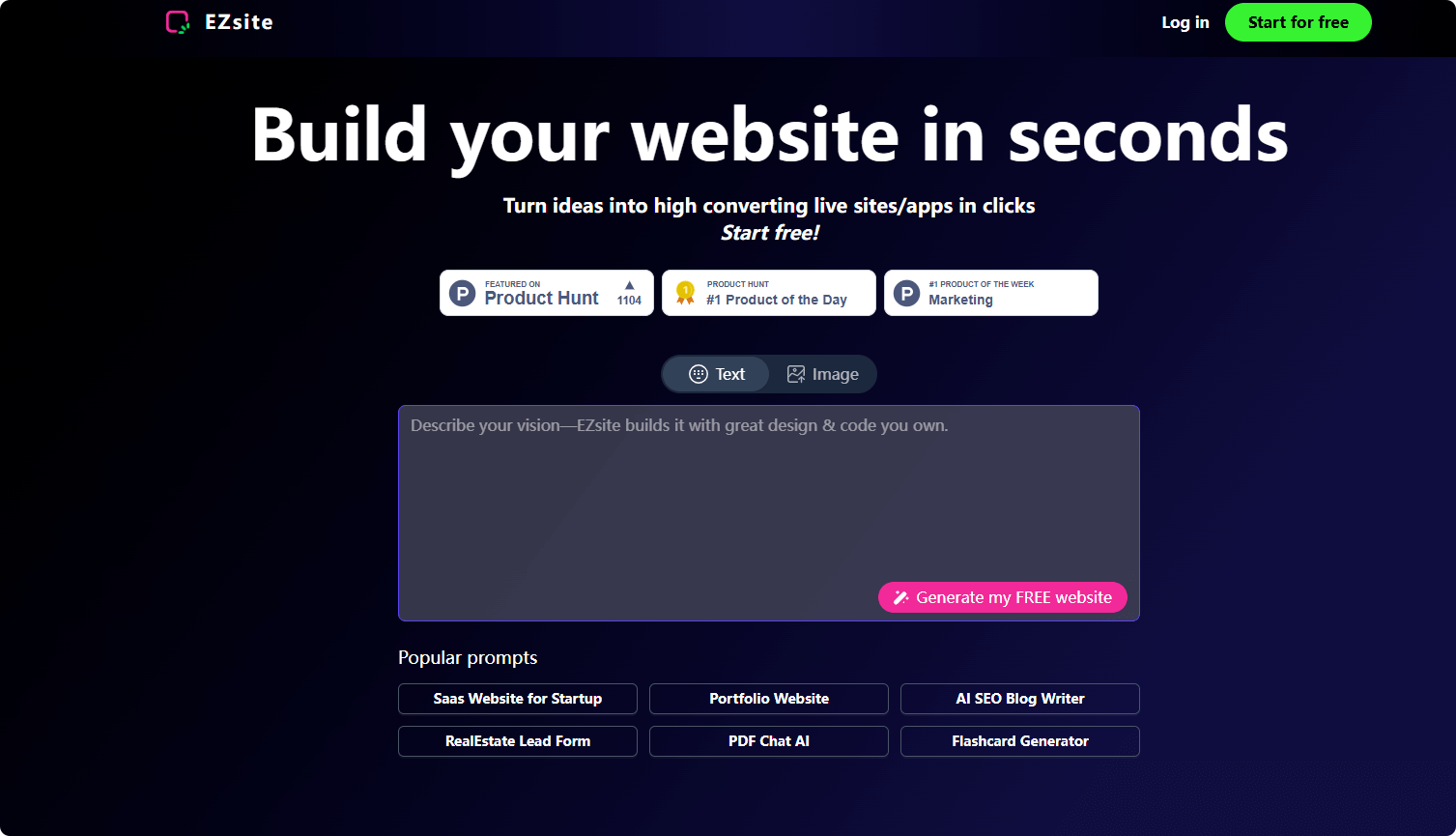 EZsite AI — Build AI-Powered High-Converting Websites in 60 Seconds, No Coding Needed