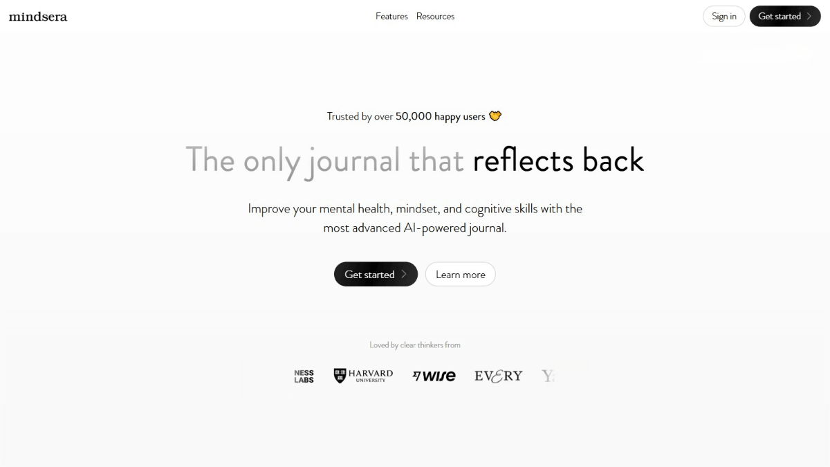 Mindsera – An AI diary application that analyzes writing content to reveal hidden thinking patterns