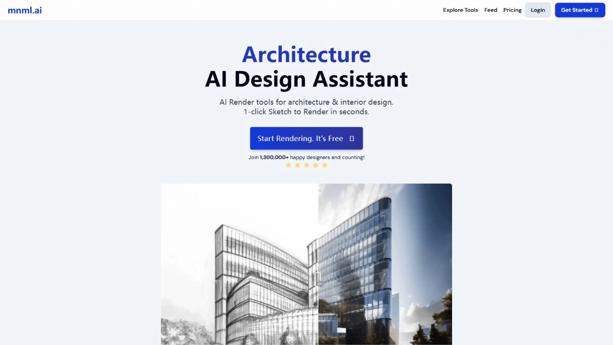 mnml.ai – An AI rendering tool that supports converting hand – drawn or digital sketches into multi – style rendered images