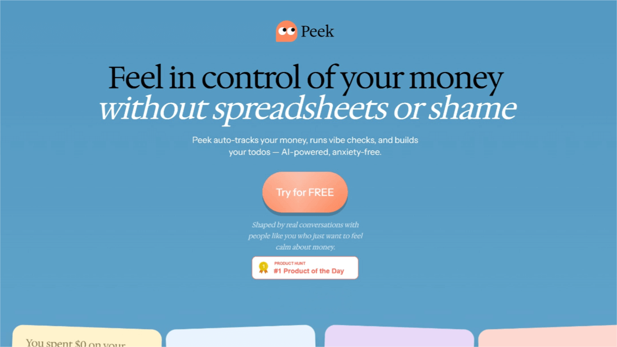 Peek – An AI-powered personal finance management app that automatically tracks financial changes