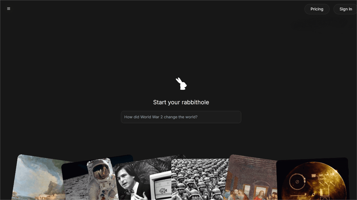 Rabbithole – An AI – guided learning platform with an infinite branching knowledge tree