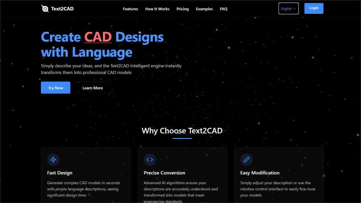 Text2CAD – An AI-assisted design platform that converts text-based design requirements into high-precision CAD models
