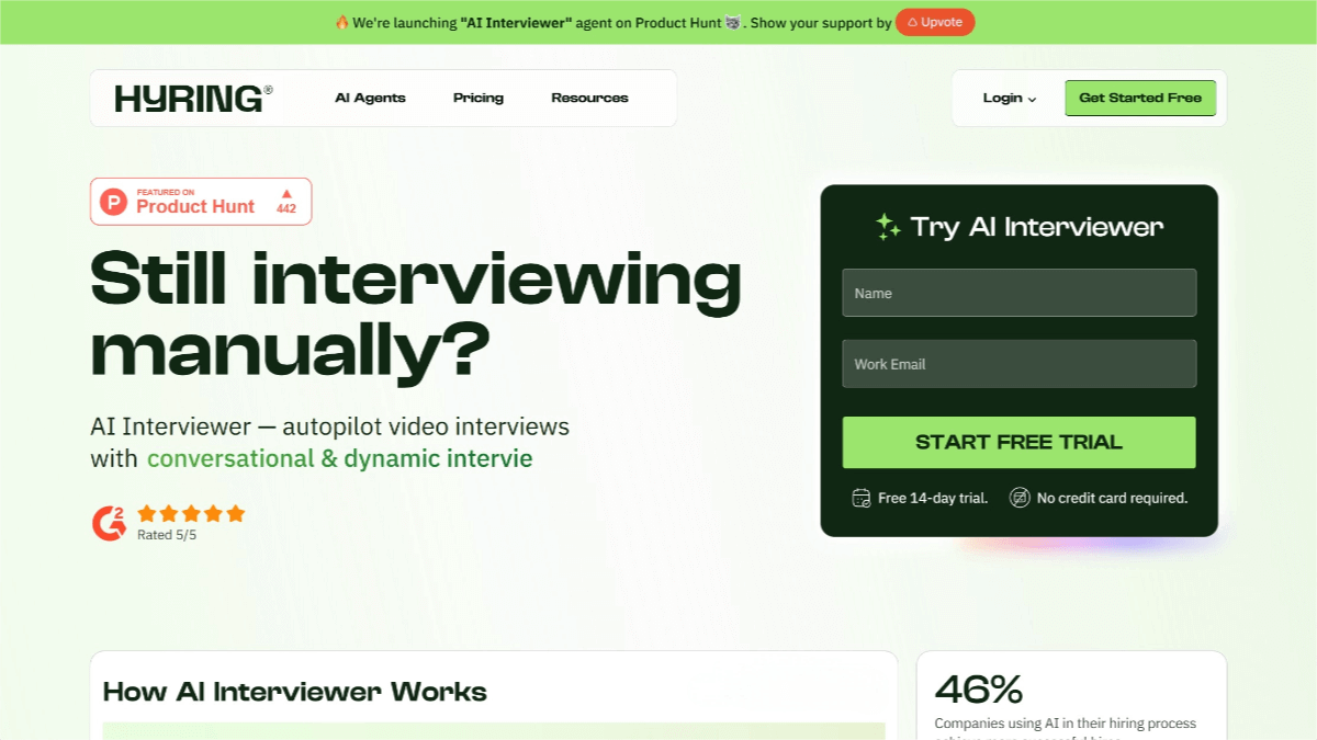 Hyring – An AI recruitment platform where AI interviewers automatically conduct video interviews, invigilate exams, and make evaluations