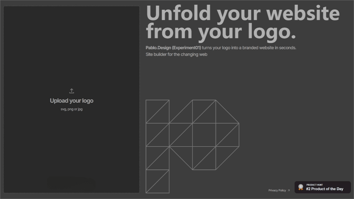 Pablo – An AI web design tool. Upload your brand logo to quickly generate a website