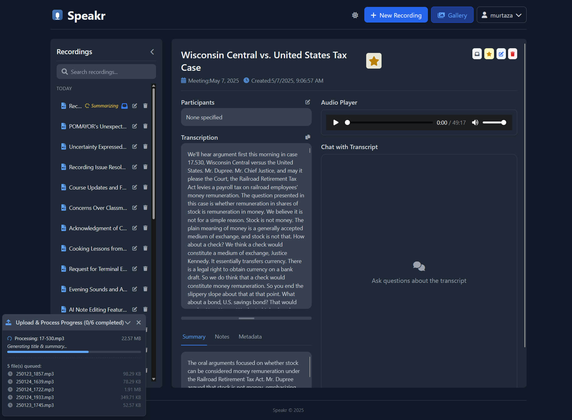 Speakr: Empowering Privacy with Self-Hosted Audio Transcription