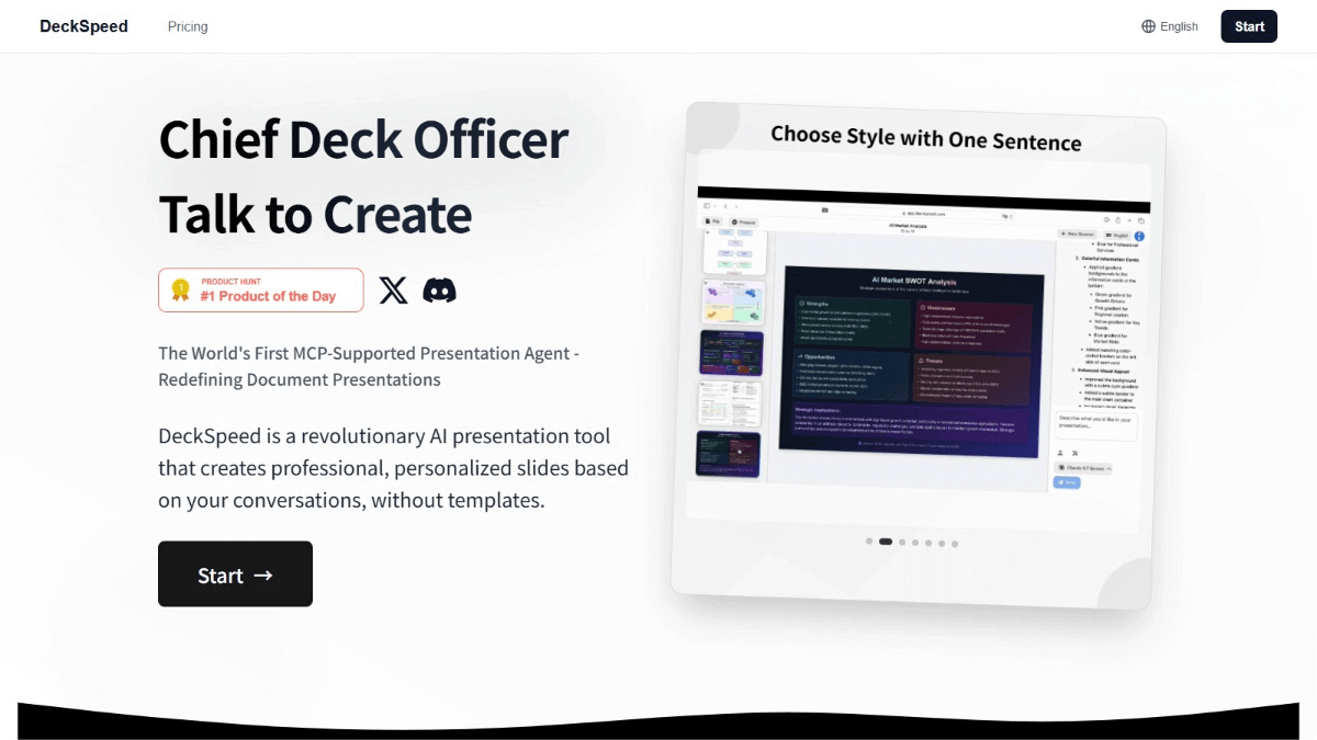DeckSpeed – An AI-powered PPT creation tool that supports real-time feedback and content adjustment