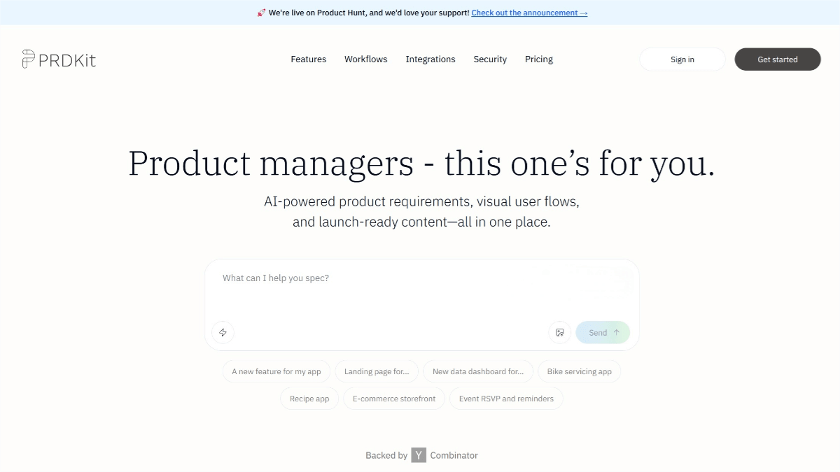 PRDKit – An AI-powered product requirements document generation tool that automatically creates visual content