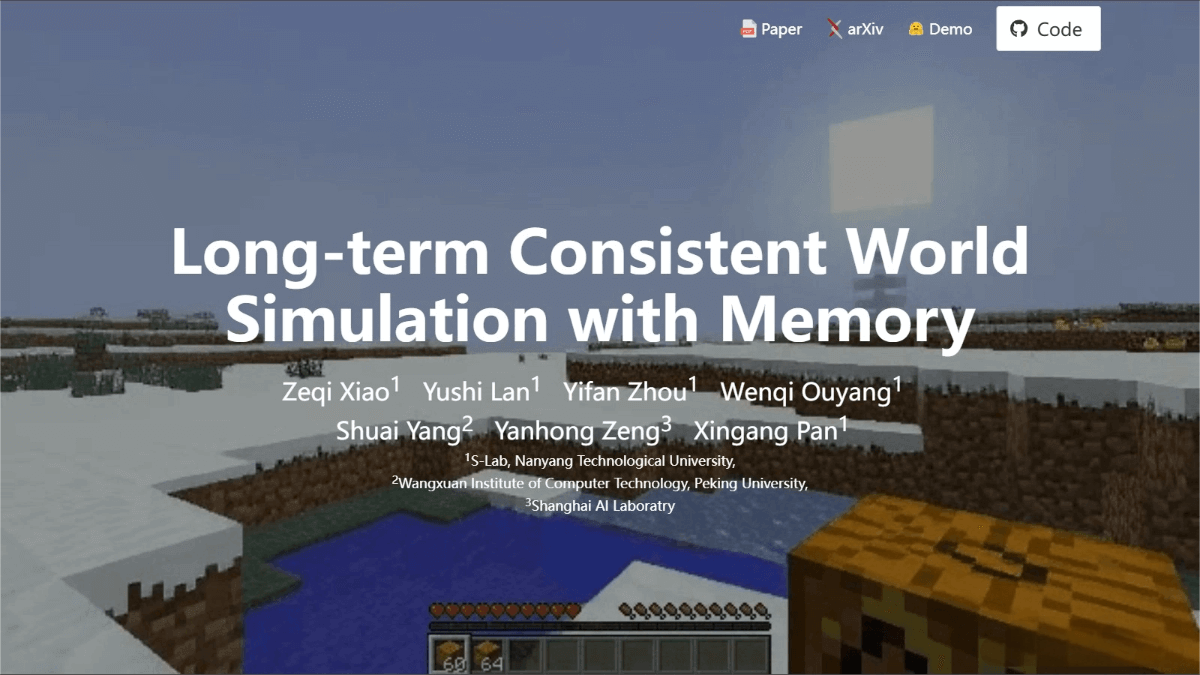 WorldMem – A world generation model jointly launched by Nanyang Technological University, Peking University and Shanghai AI Laboratory
