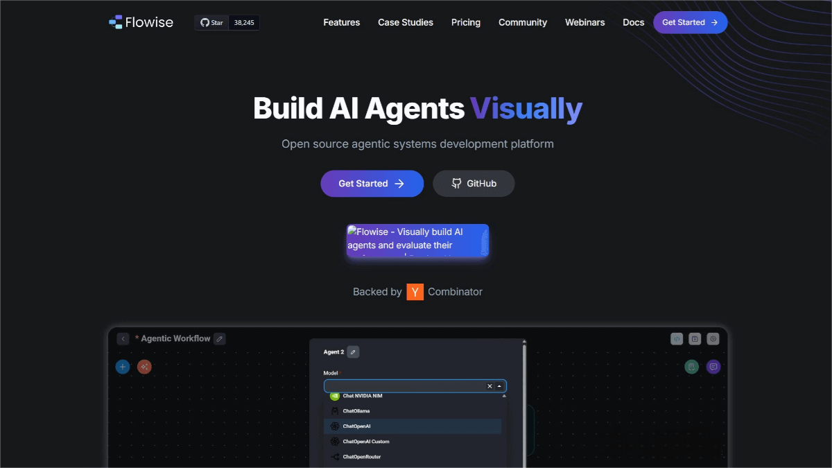 Flowise – An open-source AI application building tool for creating workflows via drag-and-drop