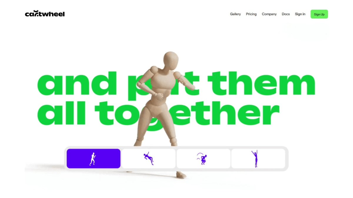Cartwheel – An AI-powered 3D animation generation platform that creates high-quality 3D character animations from text descriptions