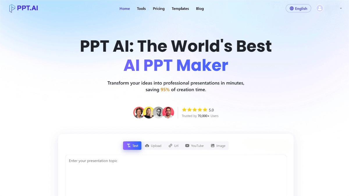 PPT.AI – An AI-powered PPT creation tool that automatically designs and formats content
