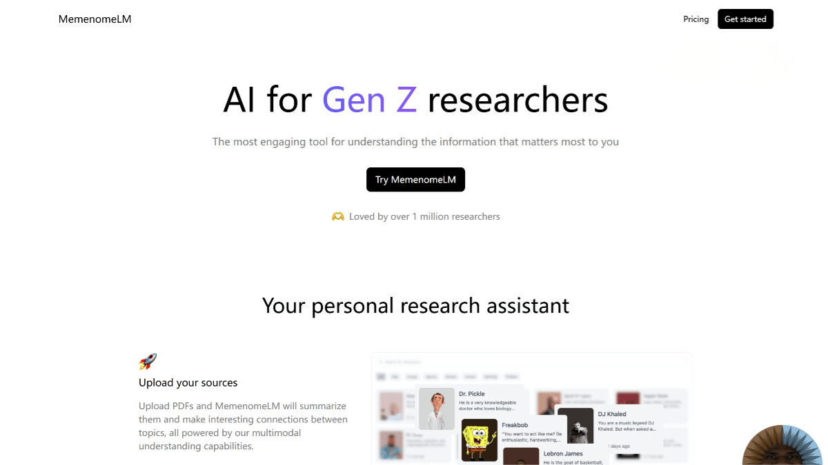 MemenomeLM – An AI-powered video creation tool that can convert materials such as PDFs and notes into short videos