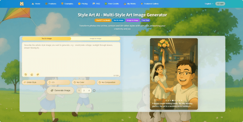 Style Art AI – An AI image creation tool for generating artworks in different art styles
