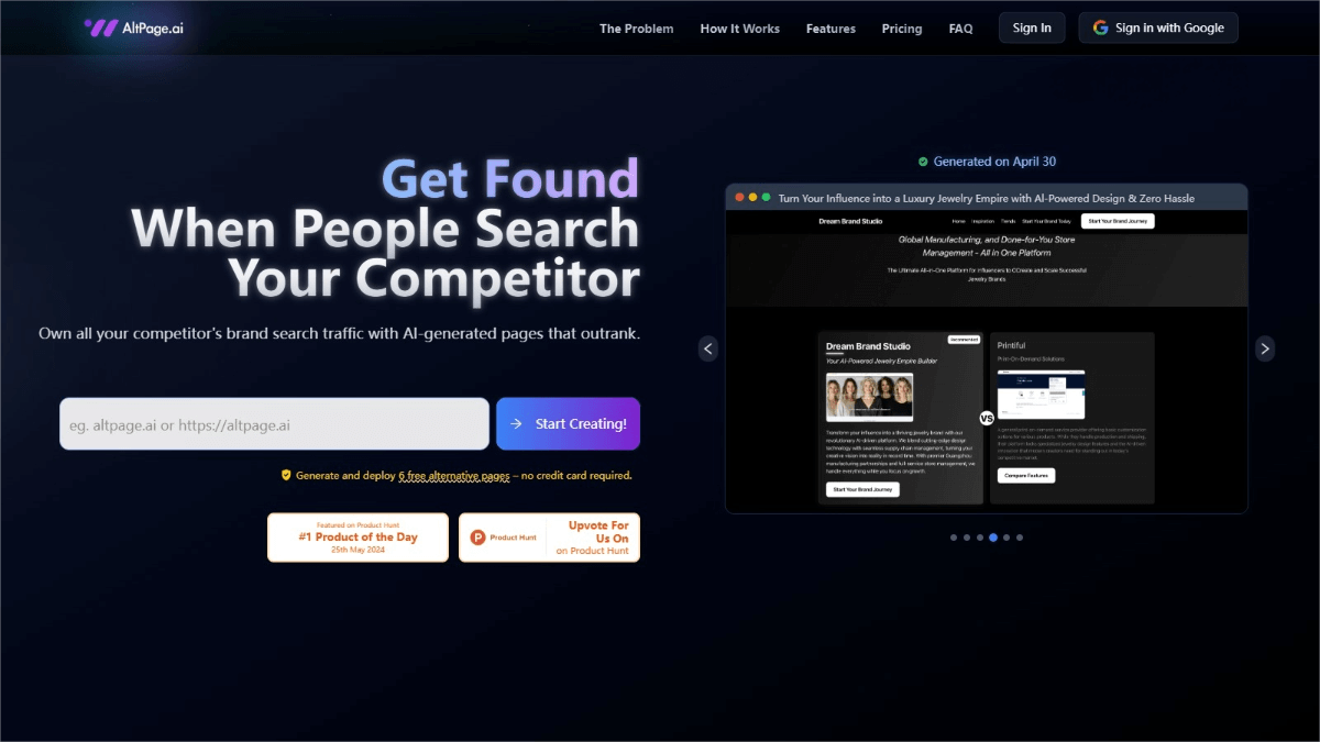 AltPage.ai – An AI marketing platform that automatically generates SEO-optimized comparison pages