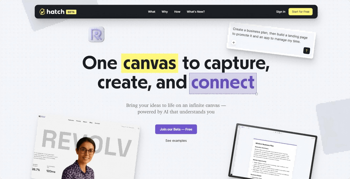 Hatch – An AI-powered creative canvas tool offering unlimited virtual space