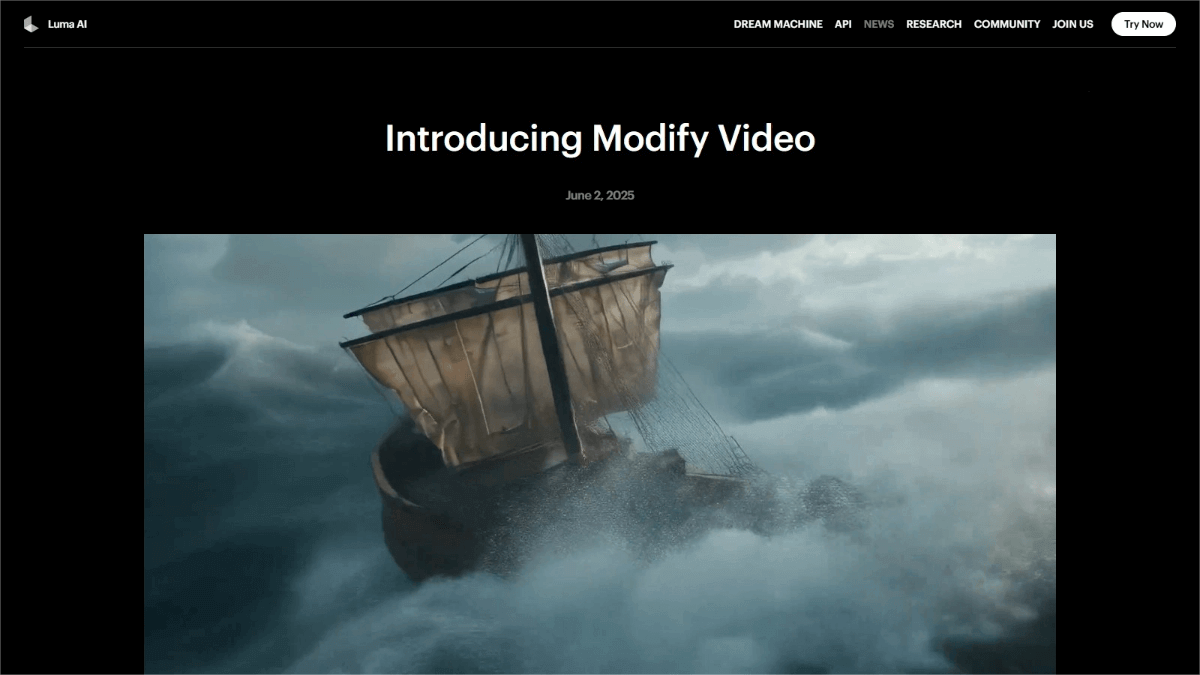 Modify Video – AI Video Editing Feature Launched by Luma AI