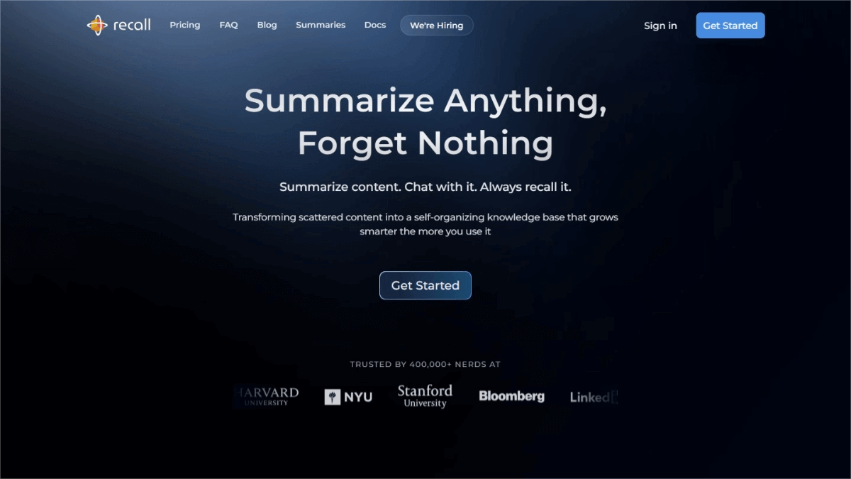 Recall – An AI-powered knowledge management tool that transforms scattered content into a structured knowledge base
