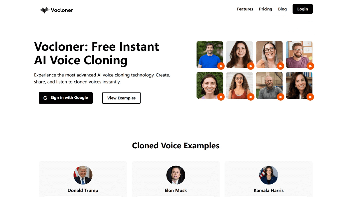 Vocloner – A free online AI voice cloning tool that requires no voice training
