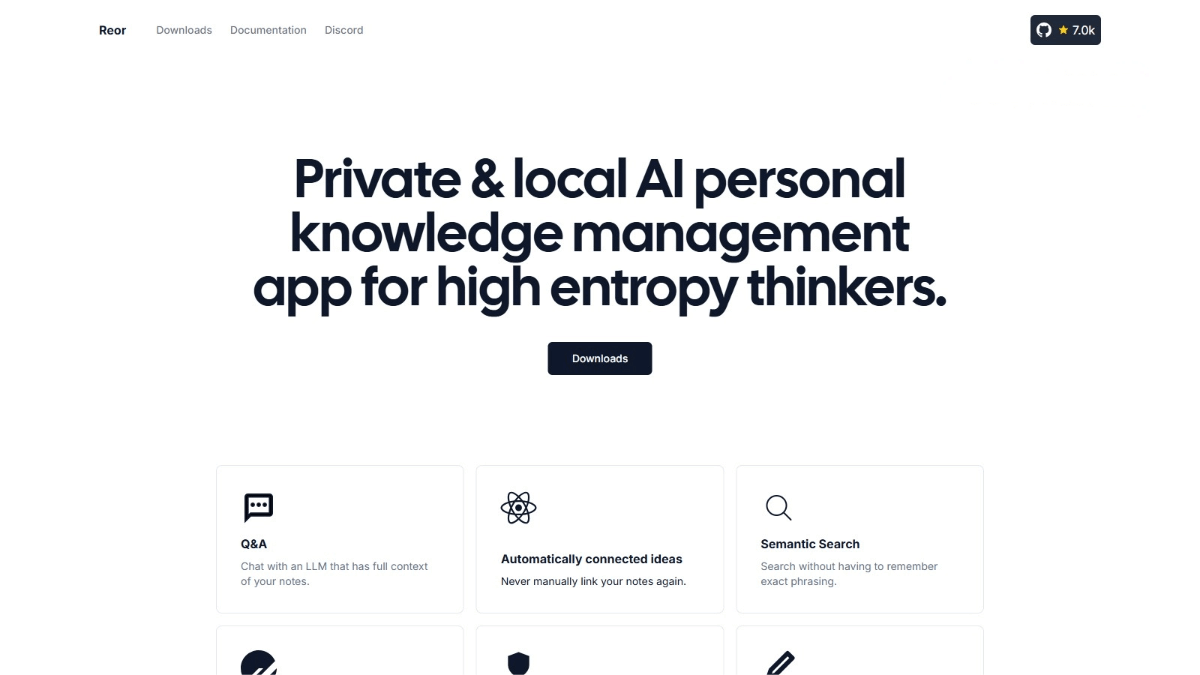 Reor – An open-source AI-powered personal knowledge management tool that automatically connects related notes