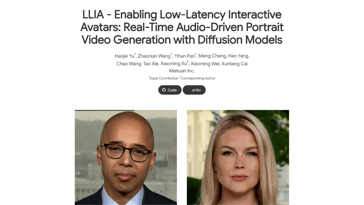 LLIA – An Audio-Driven Portrait Video Generation Framework Proposed by Meituan