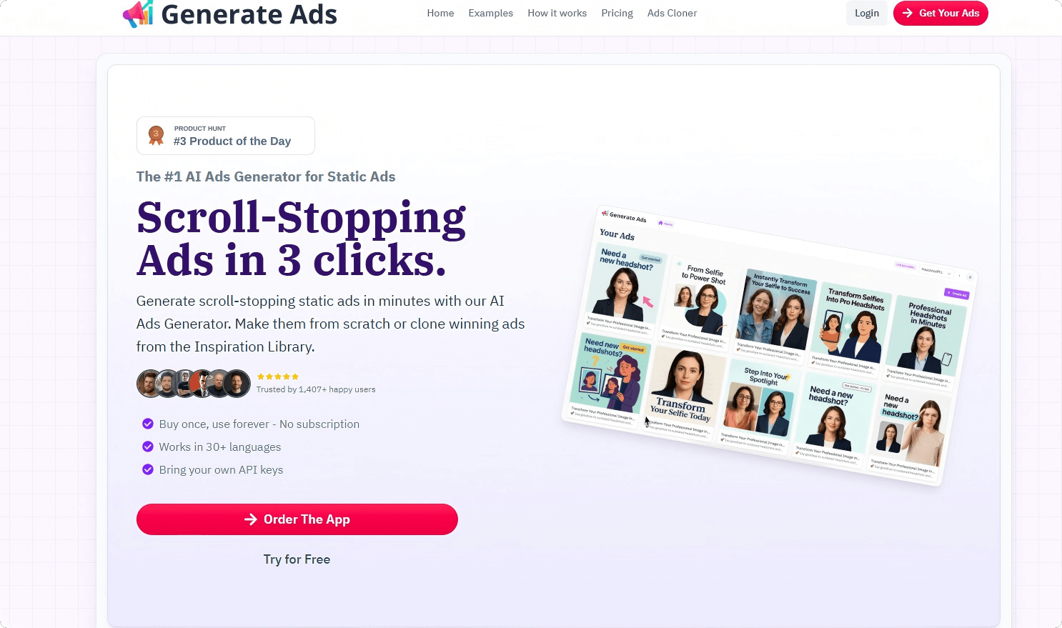 Generate Ads AI :Generate scroll-stopping ads in a few clicks using AI
