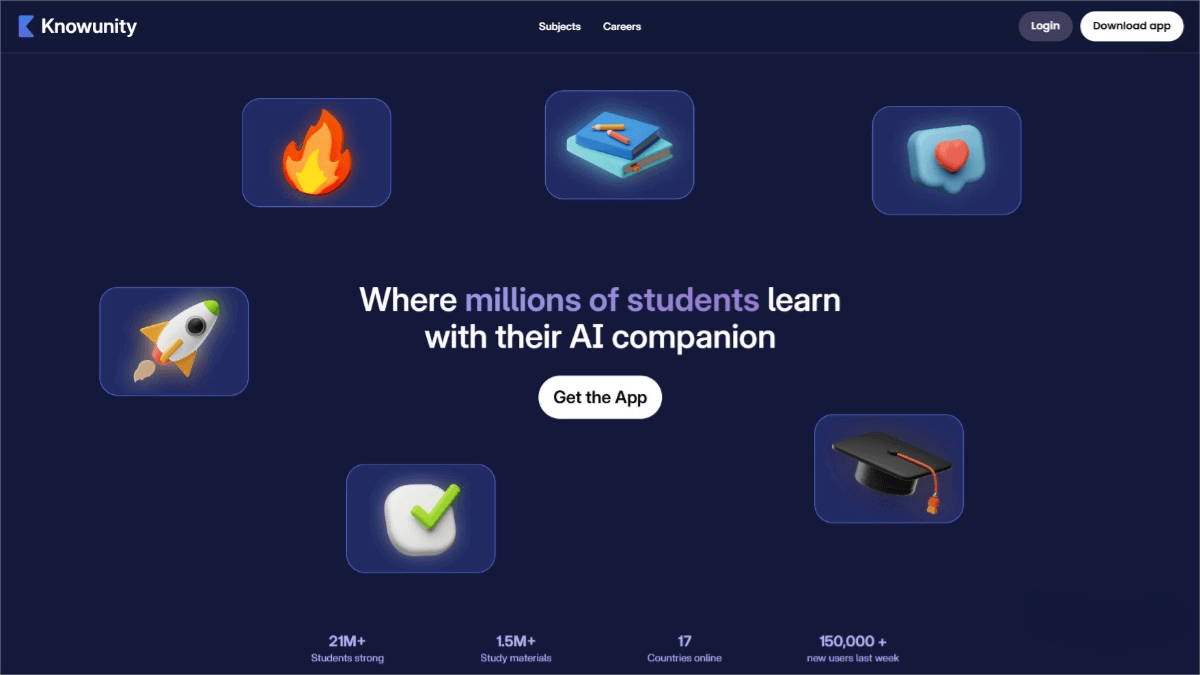 Knowunity – An AI-powered learning tutor app covering all subjects from elementary school to high school