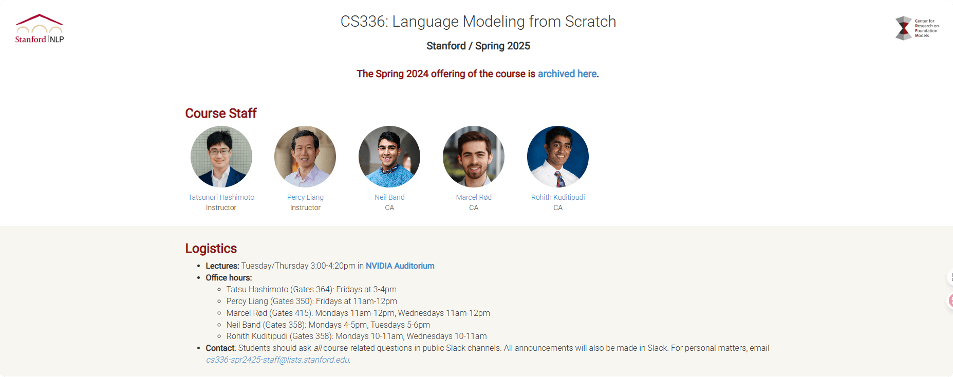 The Stanford University course CS336, “Language Modeling from Scratch”