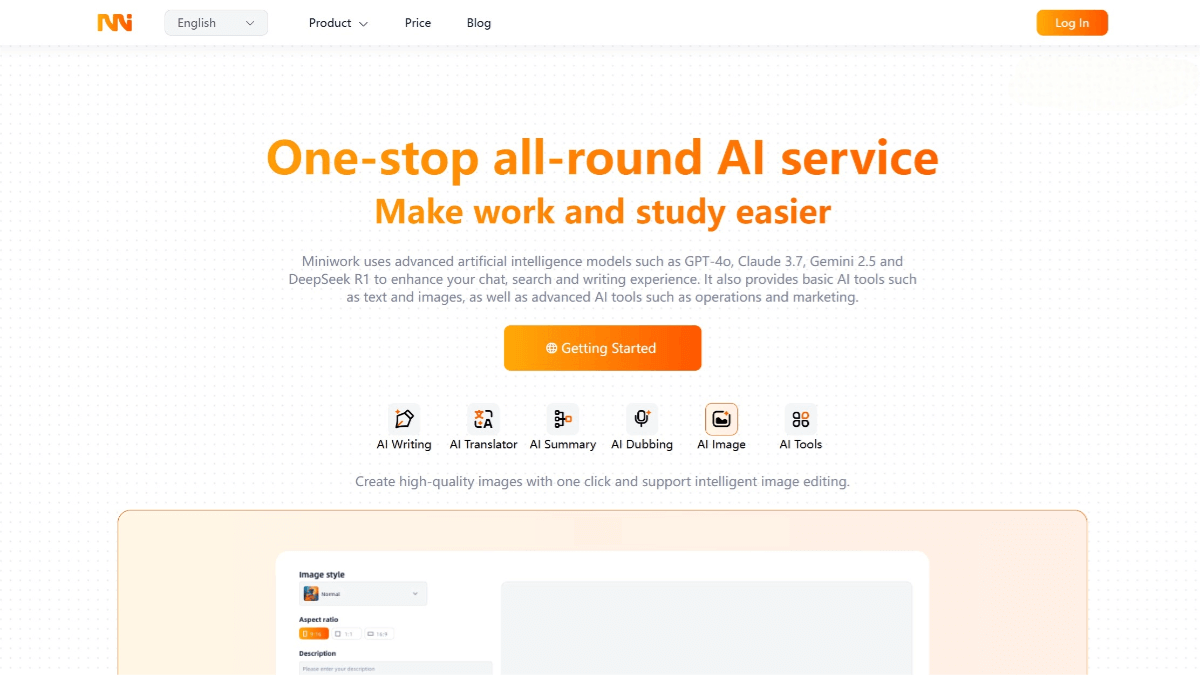 MiniWork – An AI Tool Platform Supporting Multiple Advanced AI Models