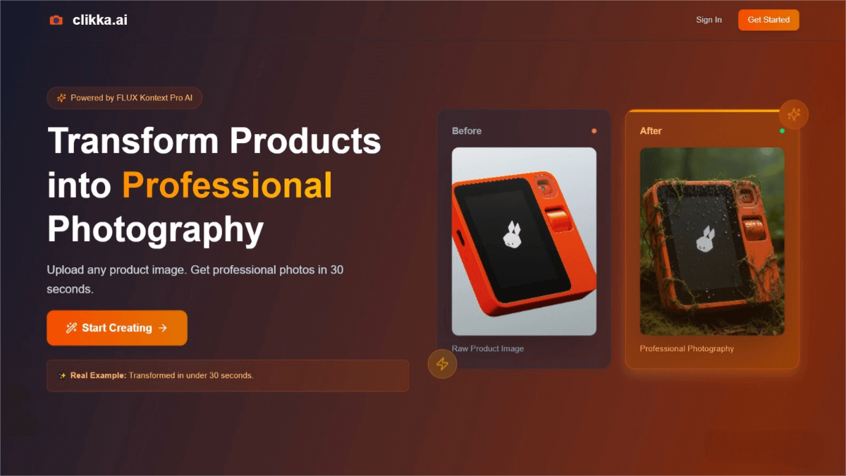 clikka.ai – An AI product photography tool that generates 4 angle views from a single photo