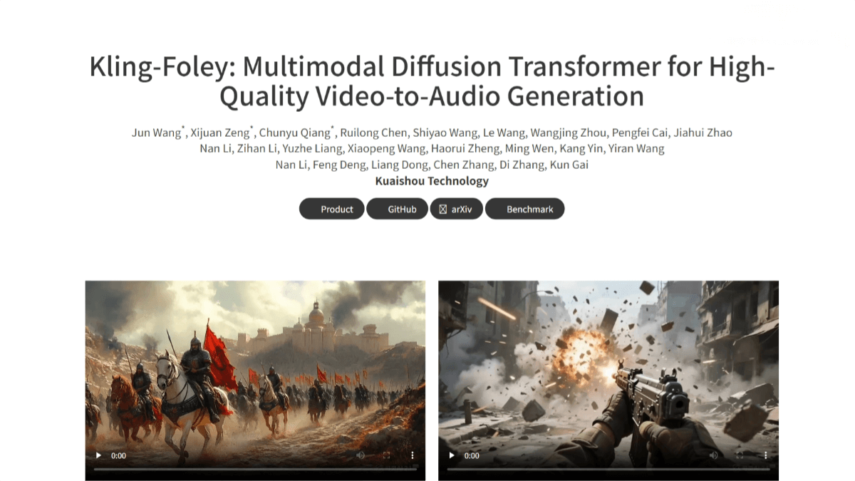 Kling-Foley – Kling AI’s Multimodal Video-to-Sound Effect Generation Model