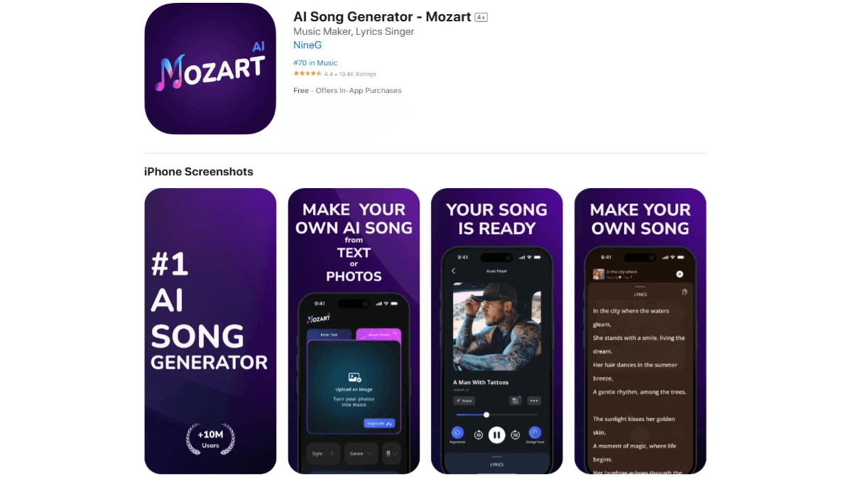 Mozart AI – An AI music creation app that generates personalized songs by uploading photos