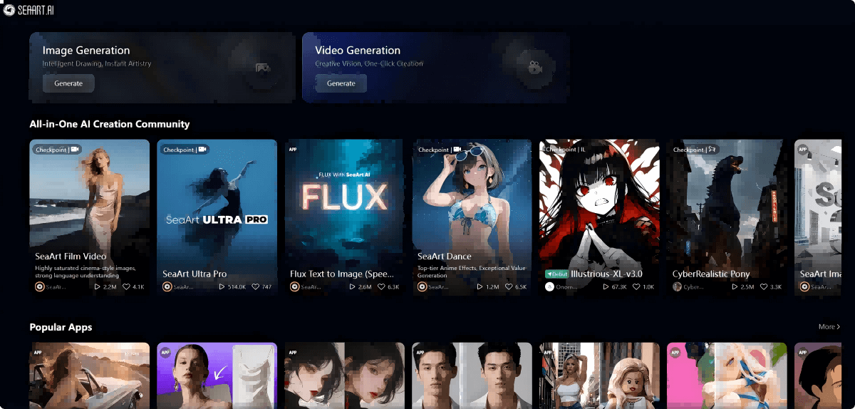 SeaArt AI – An AI creation platform offering one-stop services for images, videos, and audio