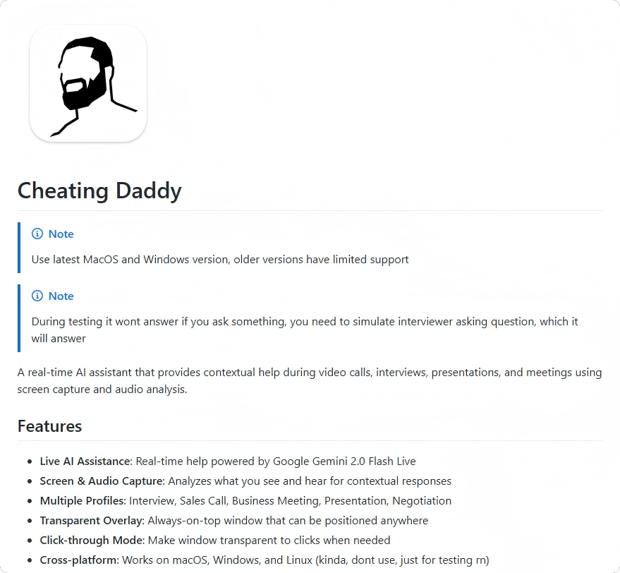 Cheating Daddy: Your Real-Time AI Assistant for Video Calls