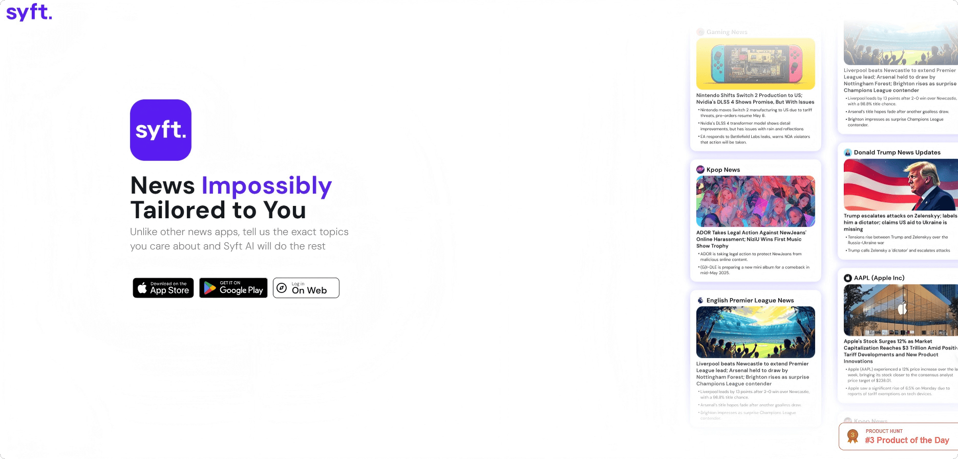 Syft – An AI news aggregation app that generates personalized news summaries based on specified topics