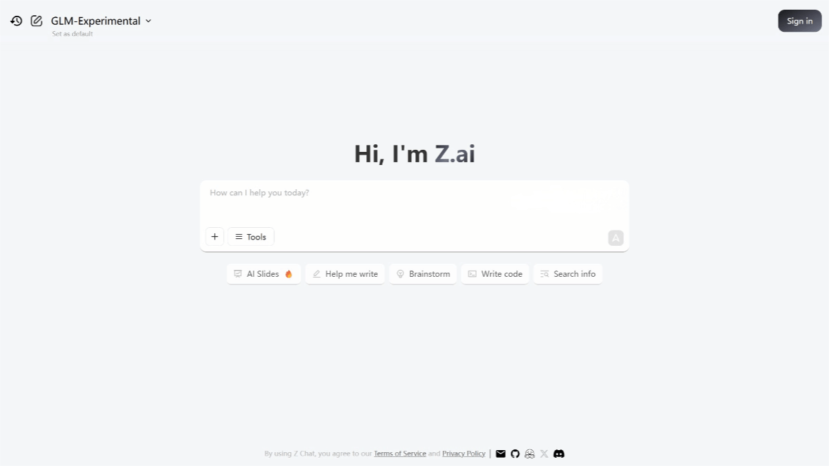 GLM-Experimental – An experimental large language model launched by Zhipu Z.ai