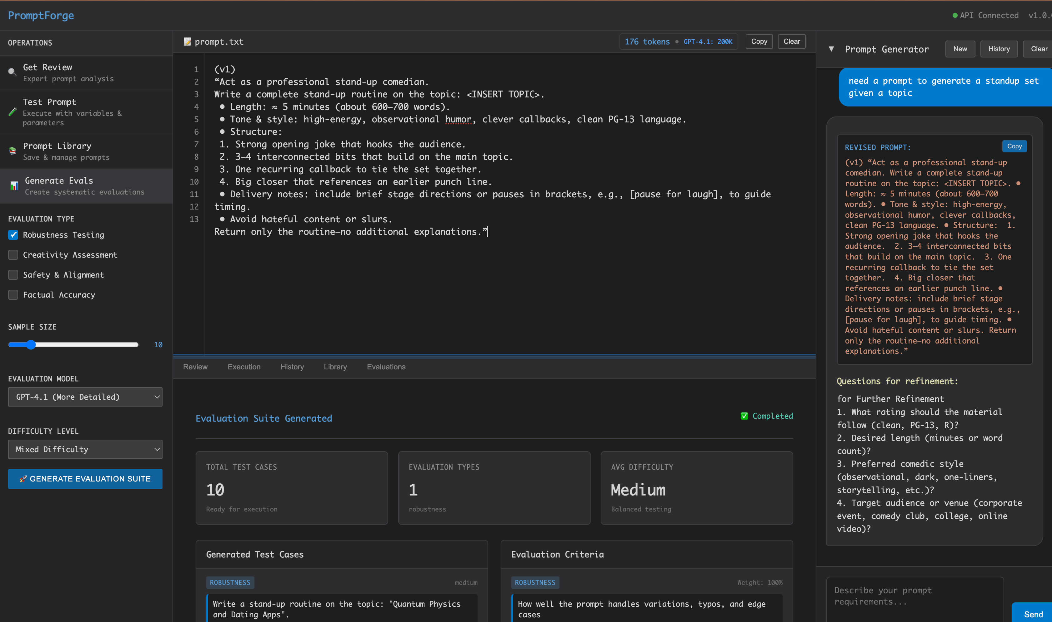 PromptForge – An AI Prompt Engineering Platform for Building Effective Prompts and Optimization Suggestions