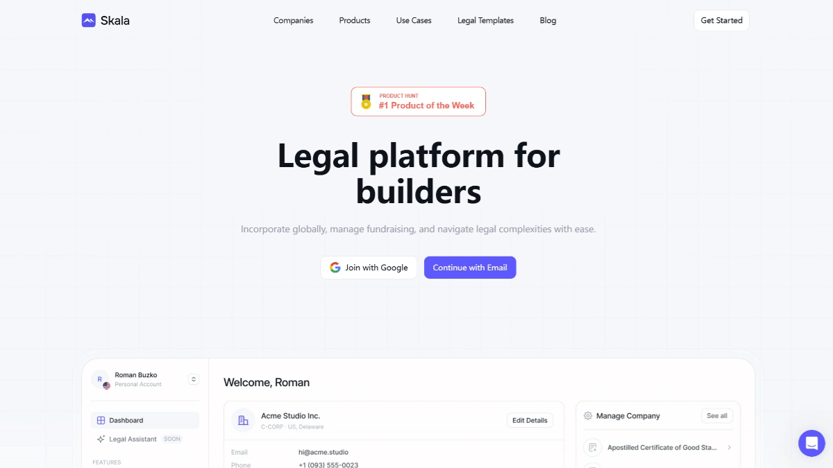 Skala – AI Legal Platform for One-Stop Startup Compliance and Fundraising Services